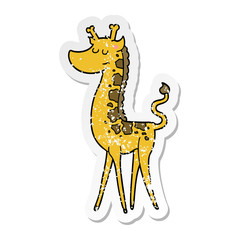 distressed sticker of a cartoon giraffe
