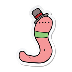 sticker of a cute cartoon worm