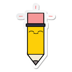 sticker of a cute cartoon pencil