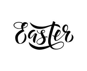 Easter lettering written by brush pen, vector