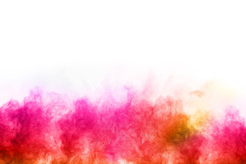 abstract powder splatted background. Colorful powder explosion on white background. Colored cloud....