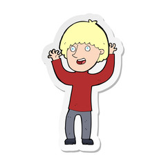sticker of a cartoon happy boy laughing