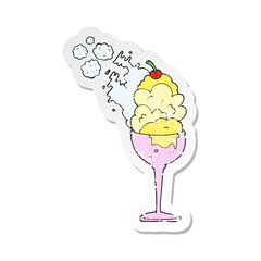 retro distressed sticker of a cartoon cold ice cream