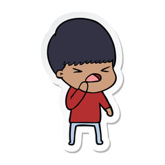 sticker of a cartoon stressed man