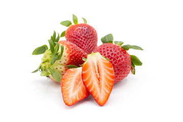 fresh strawberries isolated on white background