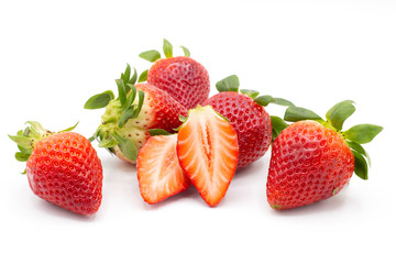 fresh strawberries isolated on white background