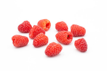 fresh raspberries isolated on white background