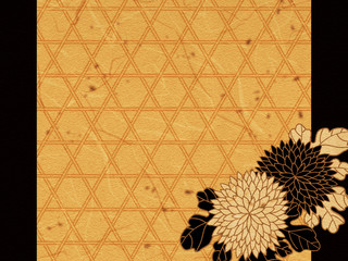 和柄　菊と籠目の背景素材/黄色
