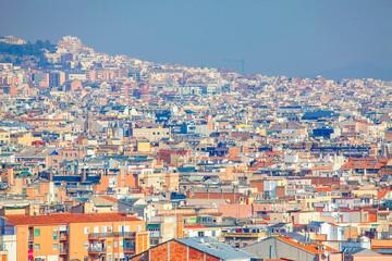 Fototapeta na wymiar Aerial scenery of Barcelona ,view of houses and roofs