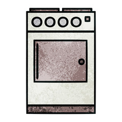retro grunge texture cartoon oven and cooker