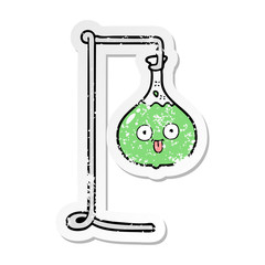 distressed sticker of a cartoon science experiment