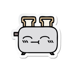 sticker of a cute cartoon of a toaster