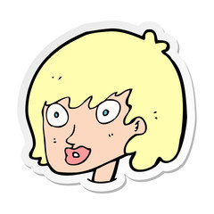 sticker of a cartoon happy female face