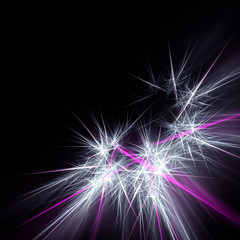 Abstract prickly pink and white fractal on black