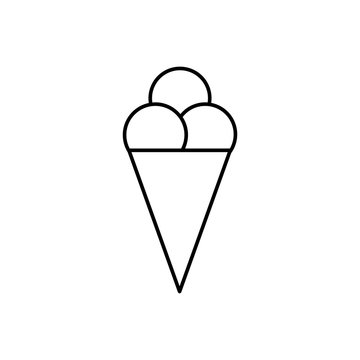Flat line monochrome ice cream silhouette for web sites and apps. Minimal simple black and white ice cream silhouette. Isolated vector black ice cream silhouette on white background.
