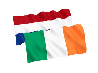Flags of Netherlands and Ireland on a white background