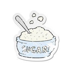 retro distressed sticker of a cartoon sugar bowl