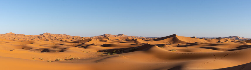 Fototapeta na wymiar Panorama des dunes de l'Erg Chebbi à Merzouga