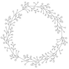Doodle illustration. Hand drawn frame. Vintage set of doodle wreath. Great design for any purposes. Isolated vector. Hand drawn doodle. Vector floral design card. Sketch vector illustration.