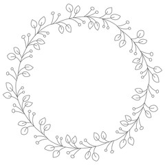 Doodle illustration. Hand drawn frame. Vintage set of doodle wreath. Great design for any purposes. Isolated vector. Hand drawn doodle. Vector floral design card. Sketch vector illustration.