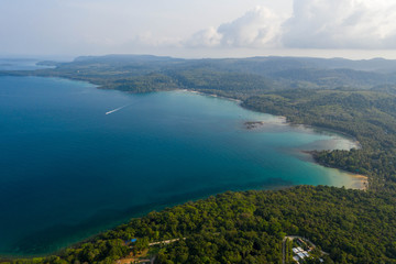 Fototapeta na wymiar Aerial view. Beautiful tropical beach in island Koh Kood Thailand