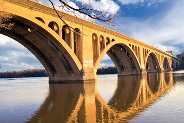 Key Bridge in Georgetown Washington DC over the Potomac River  - obrazy, fototapety, plakaty