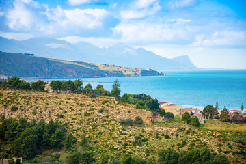Fototapeta na wymiar Beautiful seaview from Alcamo Marina in Sicily, Italy