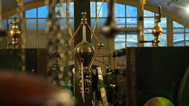 Industrial steampunk machinery moving.