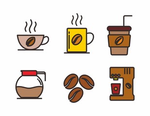Set of coffee vector illustration isolated on white, coffee icon 