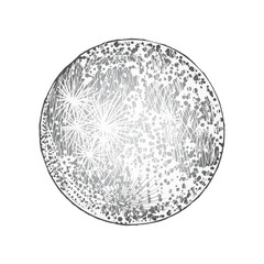 Full moon isolated. Antique vintage hand drawn line art and dot stipple work. Tattoo flesh design. Vector