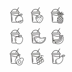 Set of juice icon with line design, juice vector illustration 