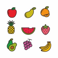 Set of fruit vector illustration, fruit icon vector 