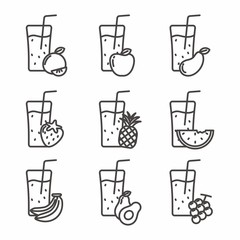 Set of juice icon outline vector, juice icon vector illustration 