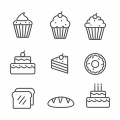 Set of cake icon on white background
