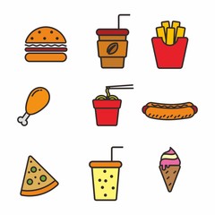 Set of fast food vector illustration, fast food icon 