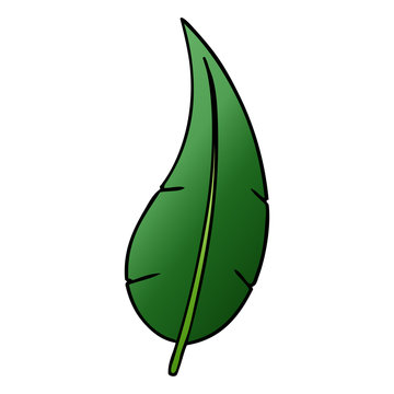 gradient cartoon doodle of a green long leaf
