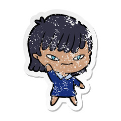 distressed sticker of a cartoon woman
