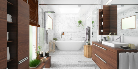 Modern Bathroom Integration (panoramic) - 3d visualization
