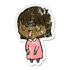 distressed sticker of a cartoon woman