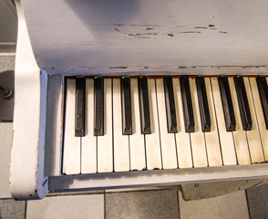 piano with old white and black keys for your music