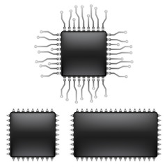 Computer micro-chip isolated on white vector illustration