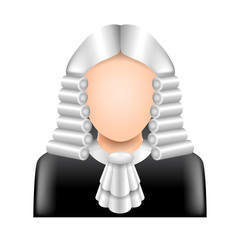 Judge wig isolated on white vector illustration