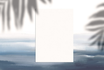 scene, stationery mock up for social media  with shadow. Background with sunlight