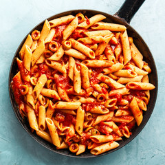 Classic penne pasta with tomato sauce