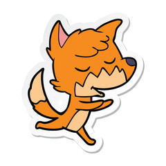 sticker of a friendly cartoon fox running