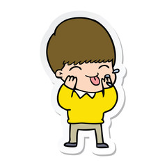 Obraz premium sticker of a cartoon boy blowing raspberry