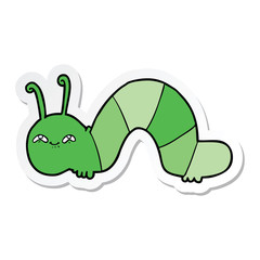 sticker of a cartoon happy caterpillar