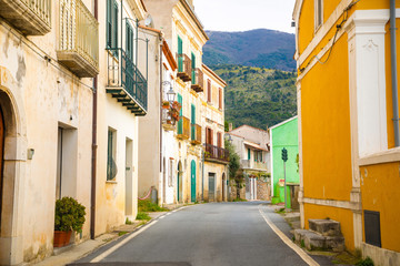 A narrow street without people in the old town of Maratea on the south coast in Italy