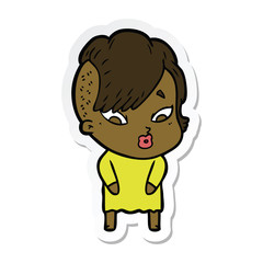 Fototapeta premium sticker of a cartoon surprised girl