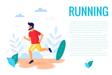 Running man vector trendy illustration.